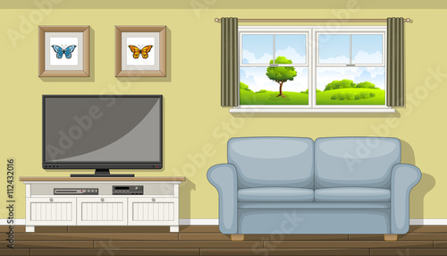 Illustration of a classic living room