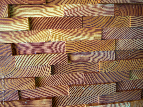 Decorative wall made of wooden planks