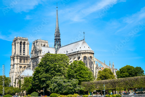 beautiful view Notre Dame Cathedral in Paris France (French for