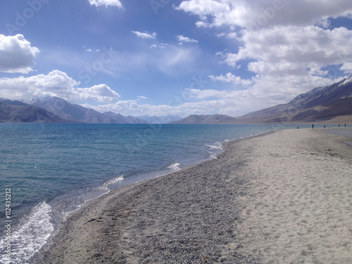 Mountain range view at Pangong Lake, Leh, Ladakh, India.