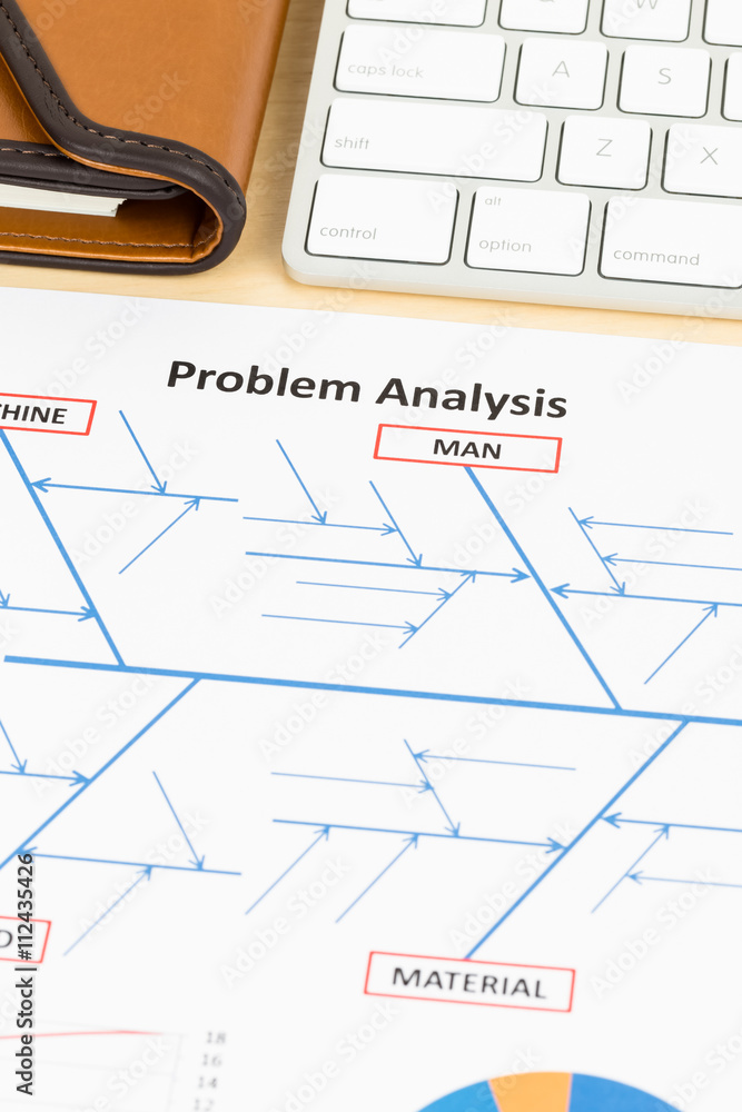 Problem solving using cause and effect or fishbone diagram with Stock