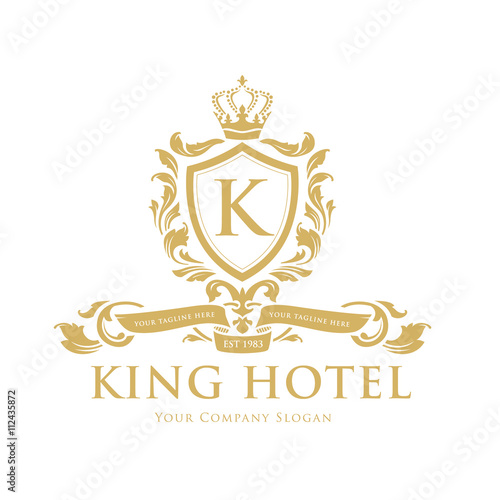 King hotel logo,K letter logo,crest logo,luxury brand design template.