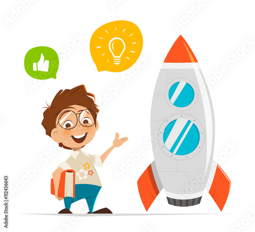 Smart kid inventor and rocket