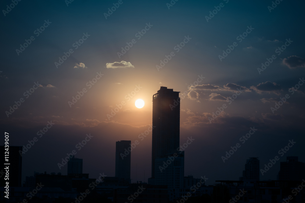 Sunset with building Sunset with building