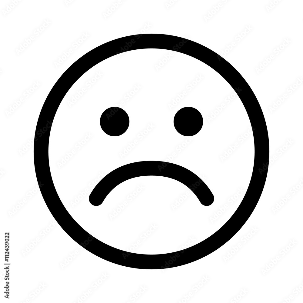 Sad smiley face or emoticon line art icon for apps and websites ...