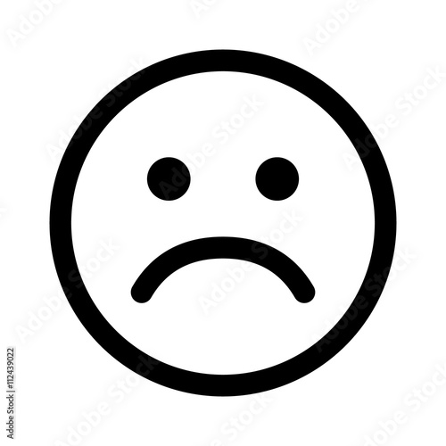 Obraz na plátně Sad smiley face or emoticon line art icon for apps and websites