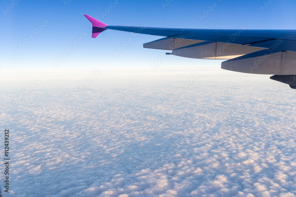 view of planet earth from an airplane through the window