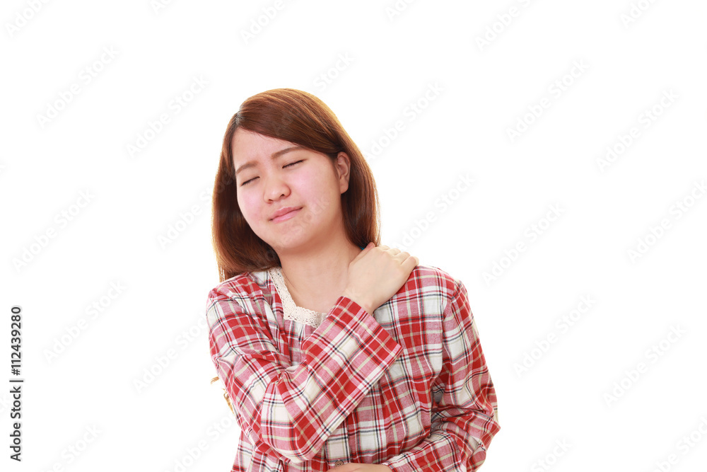 肩痛を訴える女性 肩痛を訴える女性