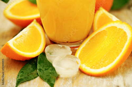 Ice cubes and orange juice