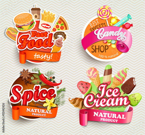 Food labels and symbols.