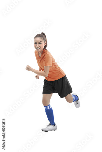 Female soccer player running