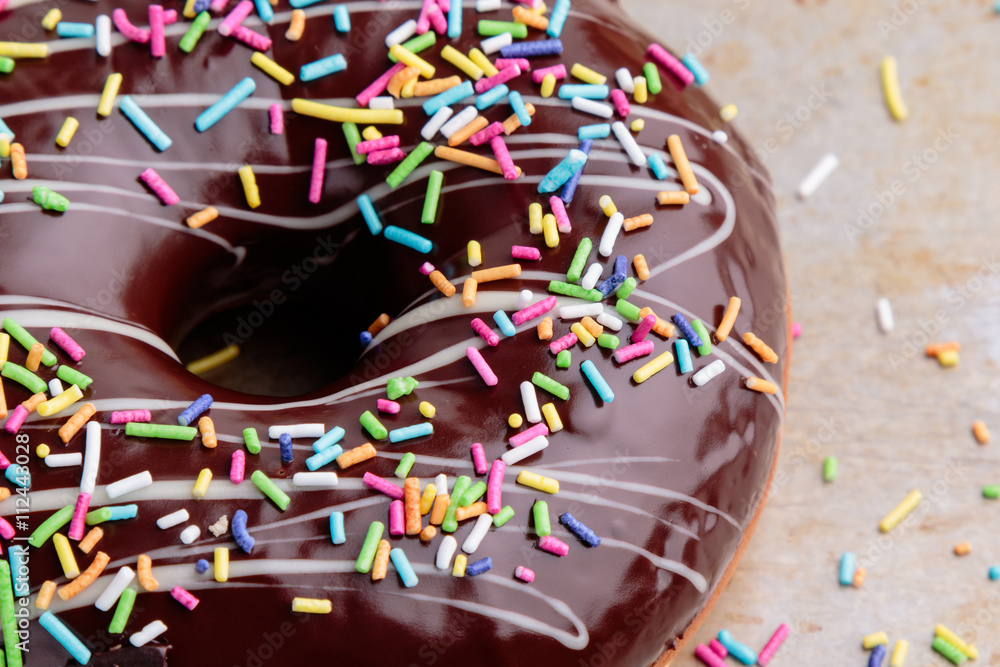 chocolate donut with sprinkles