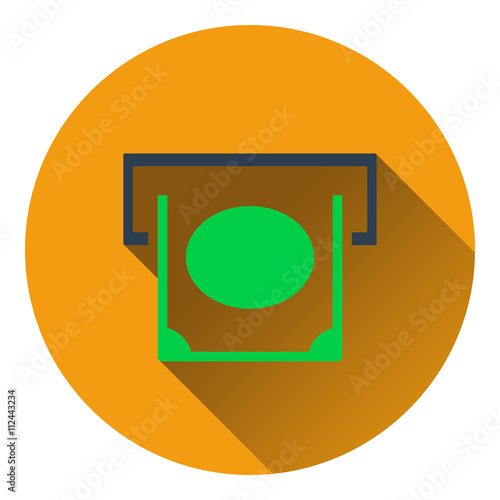 Banknote sliding from atm slot icon