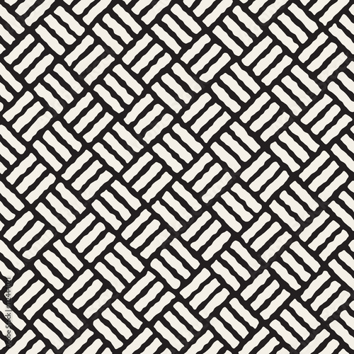 Vector Seamless Black and White Hand Drawn Pavement Pattern