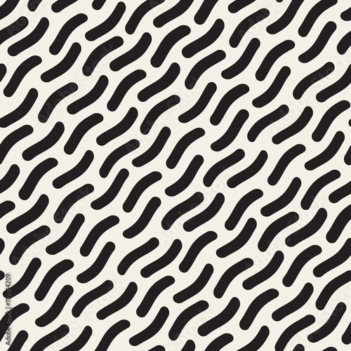Vector Seamless Black And White Hand Painted Jumble Diagonal Lines Pattern