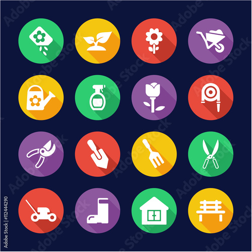 Gardening Icons Flat Design Circle