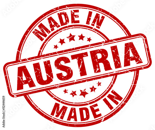 made in Austria red grunge round stamp