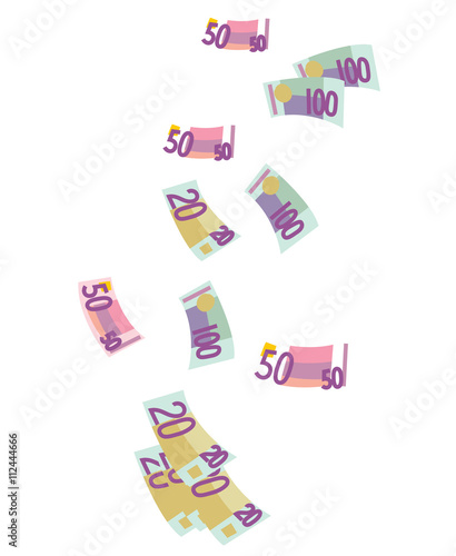 Flying euro money. Vector illustration
