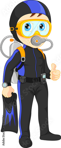 scuba diver boy thumb up