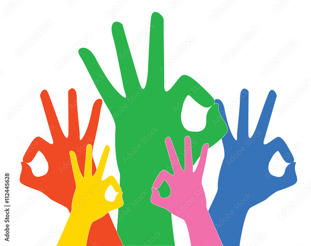 Fototapeta premium rainbow hands okay sign vector