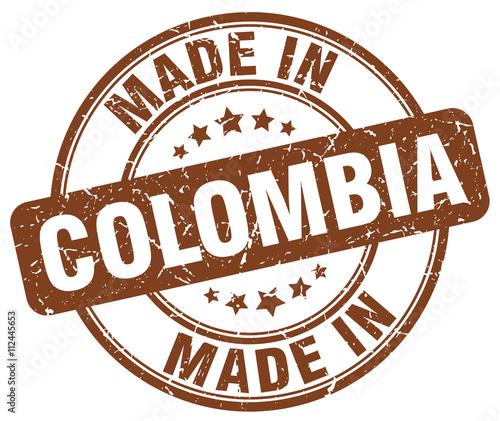 made in Colombia brown grunge round stamp
