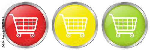 Drei Moderne Buttons Einkaufswagen 