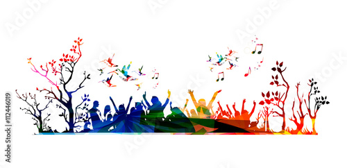 Vector illustration of colorful concert crowd