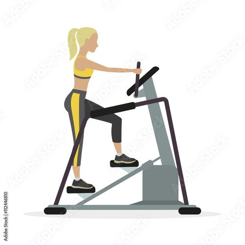 Woman workout on stepper, on a white background. Vector.