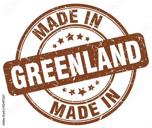 made in Greenland brown grunge round stamp