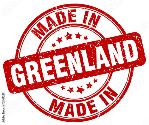made in Greenland red grunge round stamp