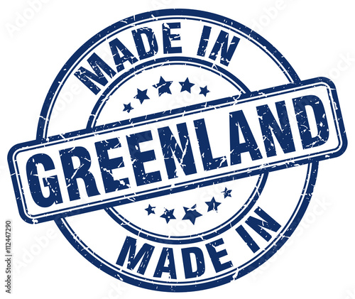 made in Greenland blue grunge round stamp