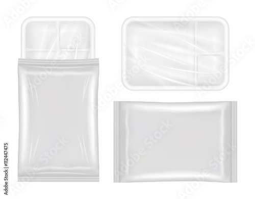 top view of White polystyrene and plastic packaging mockup
