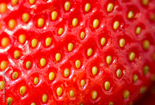 Fresh, ripe strawberry close-up. Macro photo of strawberry