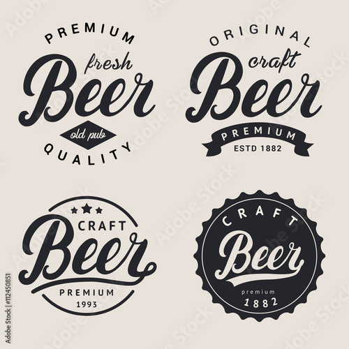 Set of lettering beer logo. Logotype, label and badge design.