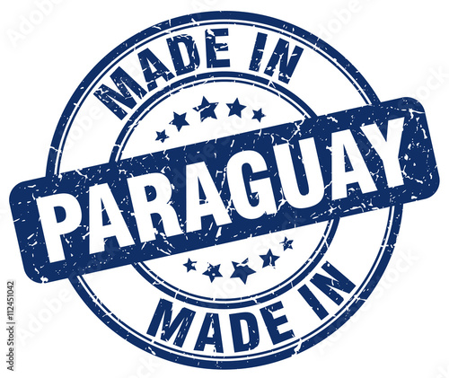 made in Paraguay blue grunge round stamp