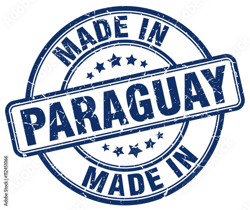 made in Paraguay blue grunge round stamp