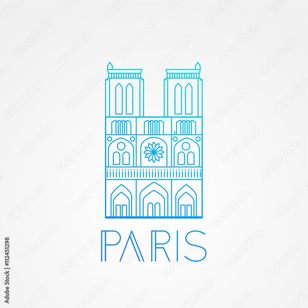 Fototapeta premium Notre Dame de Paris Cathedral, France. Hand drawing sketch vector illustration of french travel landmark.