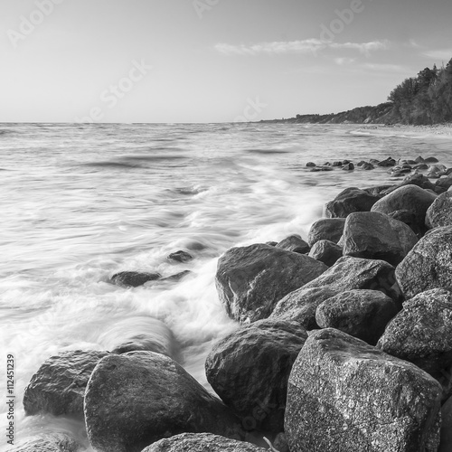 beautiful view of the Baltic Sea to the Polish town Rozewie photo