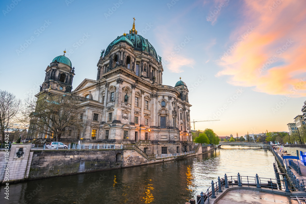 Sunset with Berlin Cathedral in Berlin, Germany