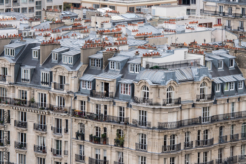 Canvas Print paris roofs and building cityview chimney detail