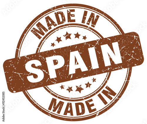 made in Spain brown grunge round stamp