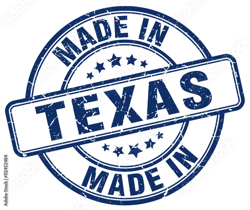 made in Texas blue grunge round stamp