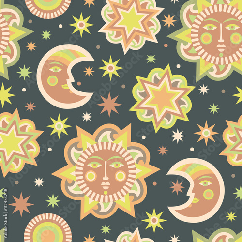 Wallpaper for children's room. Holiday package with sun and stars background ...