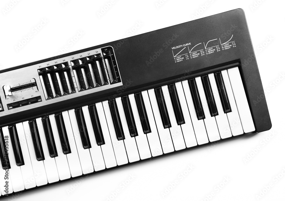 Fototapeta premium Keyboard of synthesizer closeup