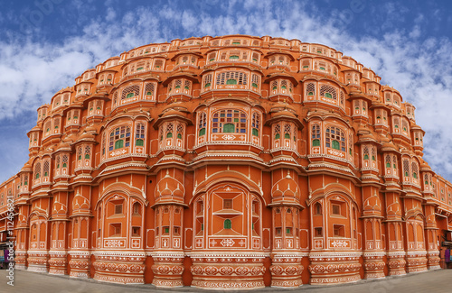 Panorama of Hawa Mahal Palace (Palace of Winds), famous landmark photo