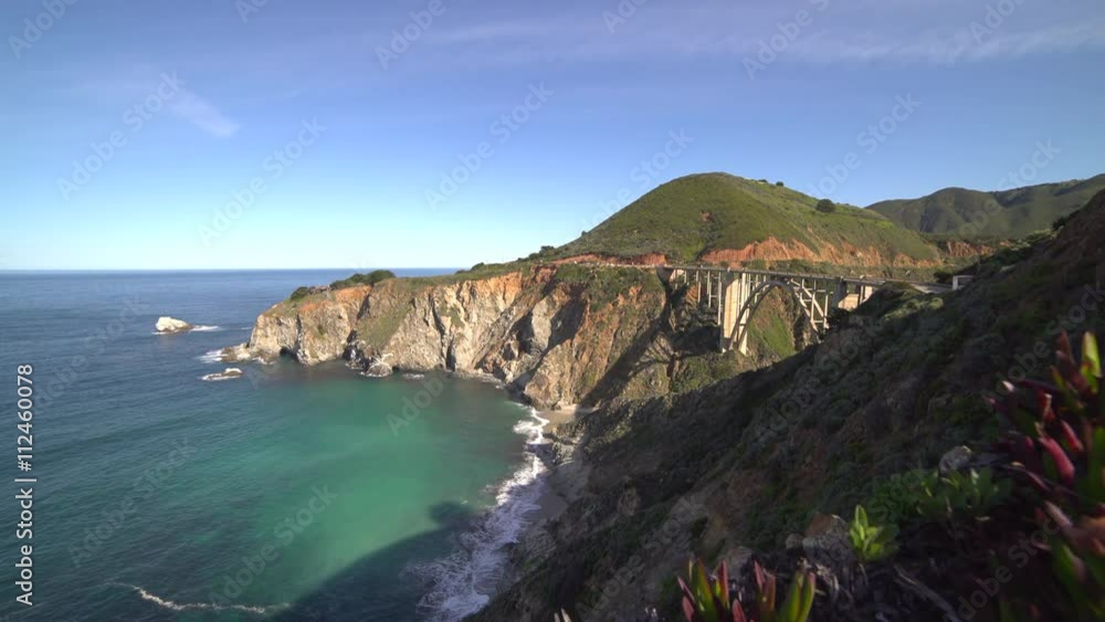 Stunning crane shot of Bixby bridge Stunning crane shot of Bixby bridge