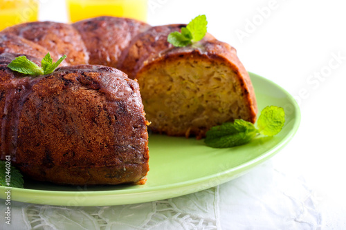 Zucchini bundt cake, with orange glaze