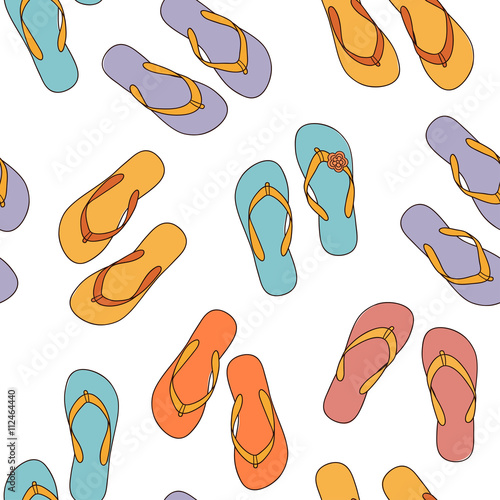Seamless pattern with multicolored flip-flops