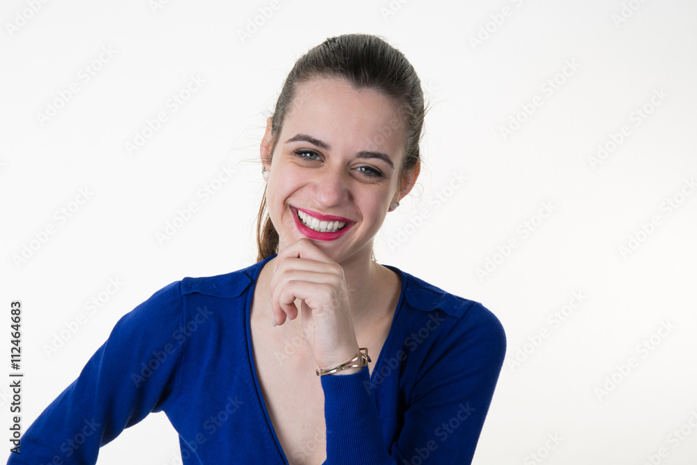 Pretty excited woman happy smile, young attractive girl portrait Pretty excited woman happy smile, young attractive girl portrait