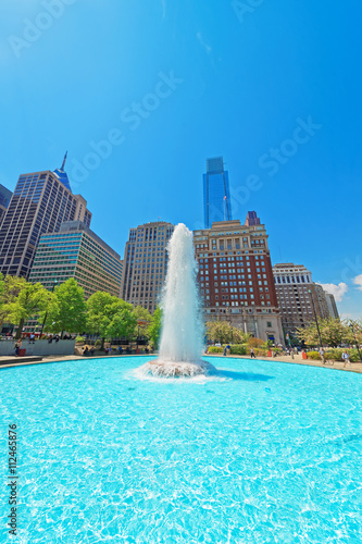 Fountain in Love Park in Philadelphia of PA